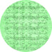Round Persian Emerald Green Traditional Rug, tr3298emgrn