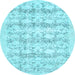 Round Machine Washable Persian Light Blue Traditional Rug, wshtr3298lblu