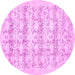 Round Machine Washable Persian Pink Traditional Rug, wshtr3298pnk