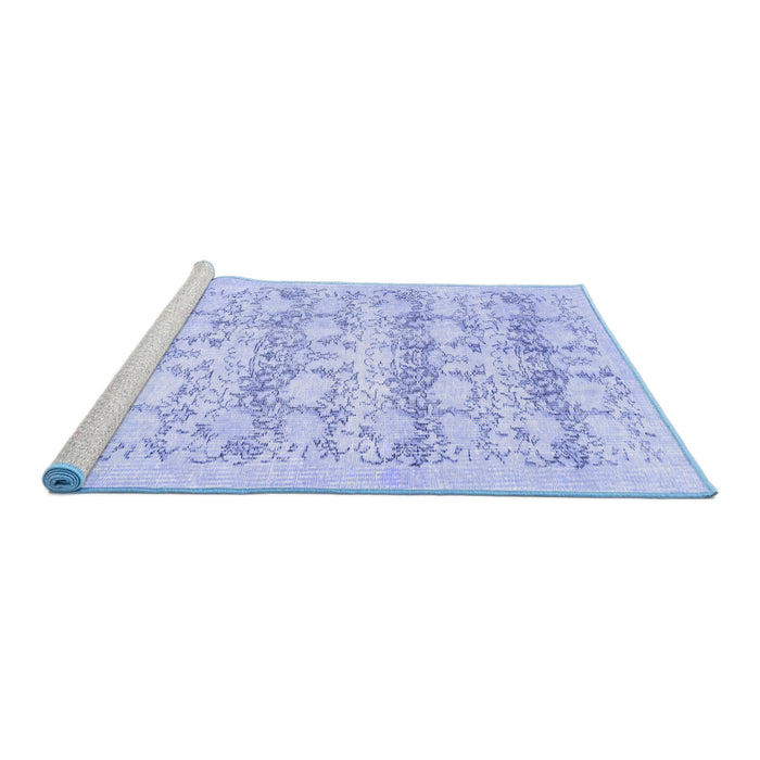 Sideview of Machine Washable Persian Blue Traditional Rug, wshtr3298blu