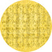 Round Machine Washable Persian Yellow Traditional Rug, wshtr3298yw