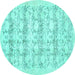 Round Machine Washable Persian Turquoise Traditional Area Rugs, wshtr3298turq