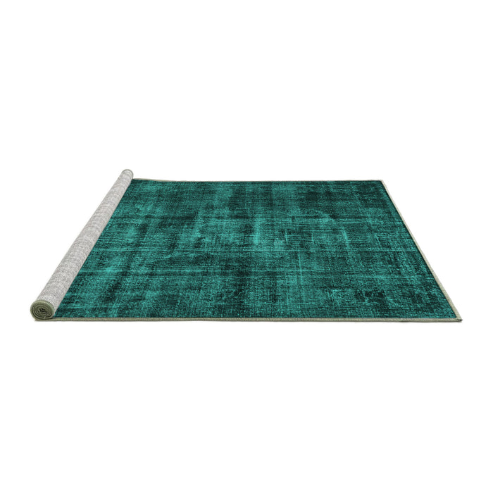 Sideview of Machine Washable Persian Turquoise Bohemian Area Rugs, wshtr3299turq