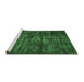 Sideview of Machine Washable Persian Emerald Green Bohemian Area Rugs, wshtr3299emgrn