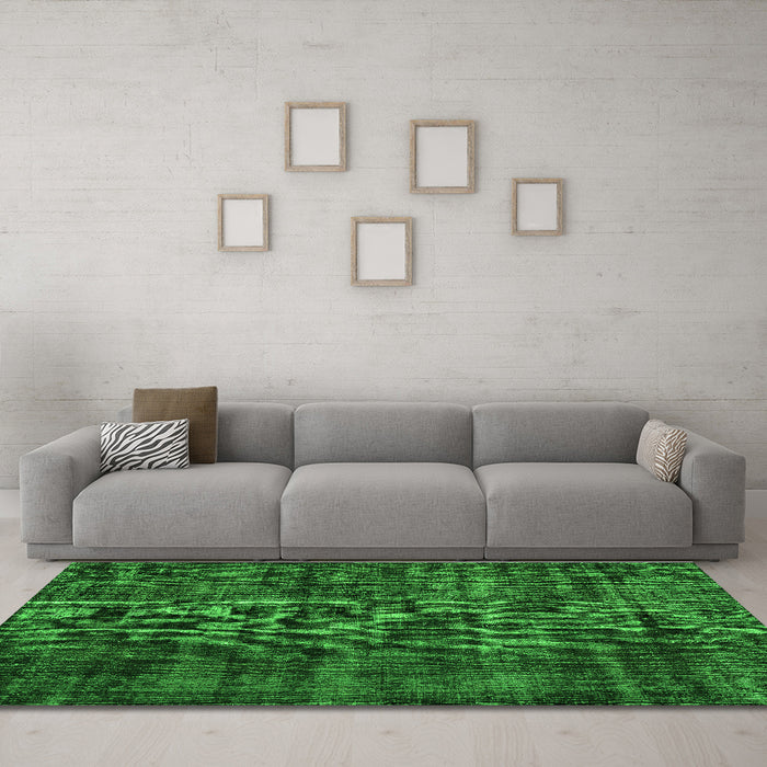 Machine Washable Persian Green Bohemian Area Rugs in a Living Room,, wshtr3299grn