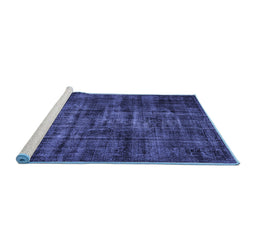Sideview of Machine Washable Persian Blue Bohemian Rug, wshtr3299blu
