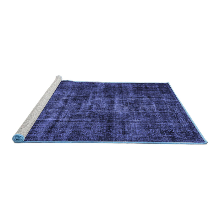 Sideview of Machine Washable Persian Blue Bohemian Rug, wshtr3299blu