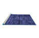 Sideview of Machine Washable Persian Blue Bohemian Rug, wshtr3299blu