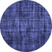 Round Persian Blue Bohemian Rug, tr3299blu