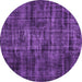 Round Machine Washable Persian Purple Bohemian Area Rugs, wshtr3299pur