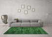 Machine Washable Persian Emerald Green Bohemian Area Rugs in a Living Room,, wshtr3299emgrn