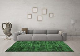 Machine Washable Persian Emerald Green Bohemian Area Rugs in a Living Room,, wshtr3299emgrn