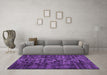 Machine Washable Persian Purple Bohemian Area Rugs in a Living Room, wshtr3299pur