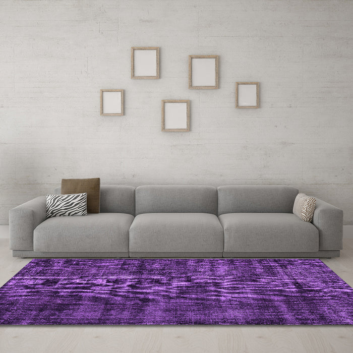 Machine Washable Persian Purple Bohemian Area Rugs in a Living Room, wshtr3299pur