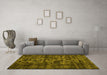 Machine Washable Persian Yellow Bohemian Rug in a Living Room, wshtr3299yw