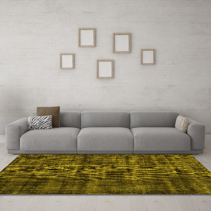 Machine Washable Persian Yellow Bohemian Rug in a Living Room, wshtr3299yw