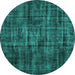 Round Persian Turquoise Bohemian Rug, tr3299turq