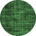 Round Persian Emerald Green Bohemian Rug, tr3299emgrn