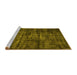 Sideview of Machine Washable Persian Yellow Bohemian Rug, wshtr3299yw