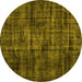 Round Persian Yellow Bohemian Rug, tr3299yw