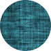 Round Persian Light Blue Bohemian Rug, tr3299lblu