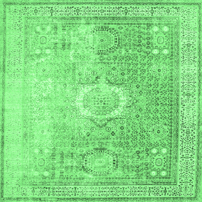 Square Machine Washable Persian Emerald Green Traditional Area Rugs, wshtr329emgrn