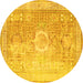 Round Persian Yellow Traditional Rug, tr329yw