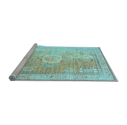 Sideview of Machine Washable Persian Light Blue Traditional Rug, wshtr329lblu