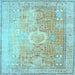 Square Machine Washable Persian Light Blue Traditional Rug, wshtr329lblu