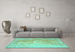 Machine Washable Persian Turquoise Traditional Area Rugs in a Living Room,, wshtr329turq