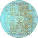 Round Persian Light Blue Traditional Rug, tr329lblu