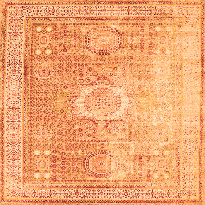 Round Machine Washable Persian Orange Traditional Area Rugs, wshtr329org