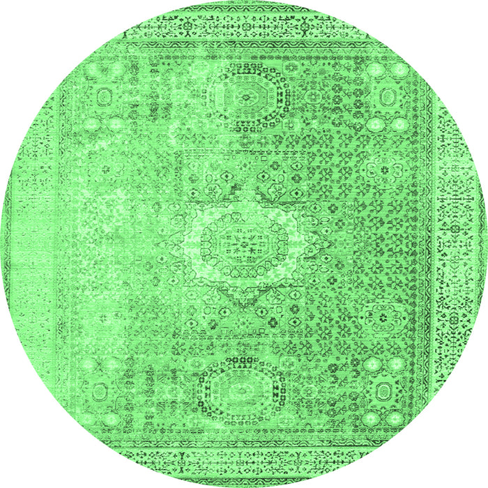 Round Persian Emerald Green Traditional Rug, tr329emgrn