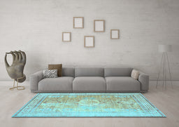 Machine Washable Persian Light Blue Traditional Rug in a Living Room, wshtr329lblu