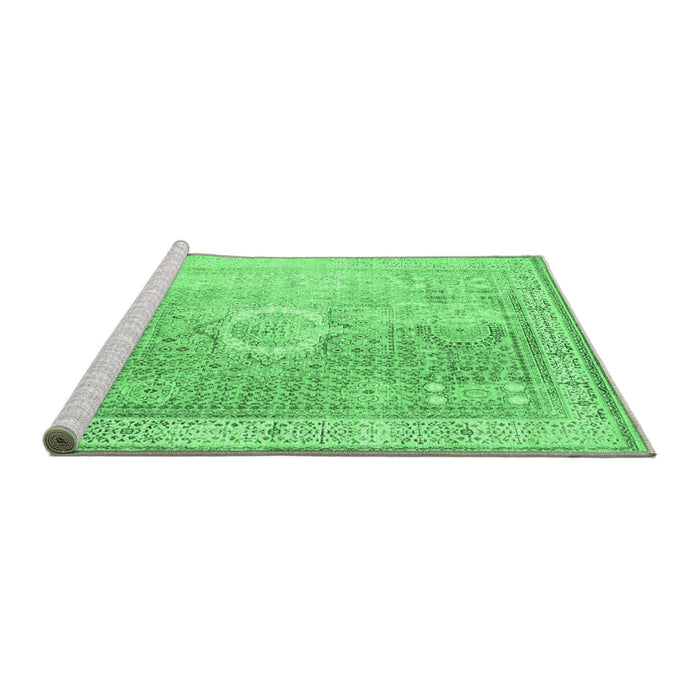Sideview of Machine Washable Persian Emerald Green Traditional Area Rugs, wshtr329emgrn