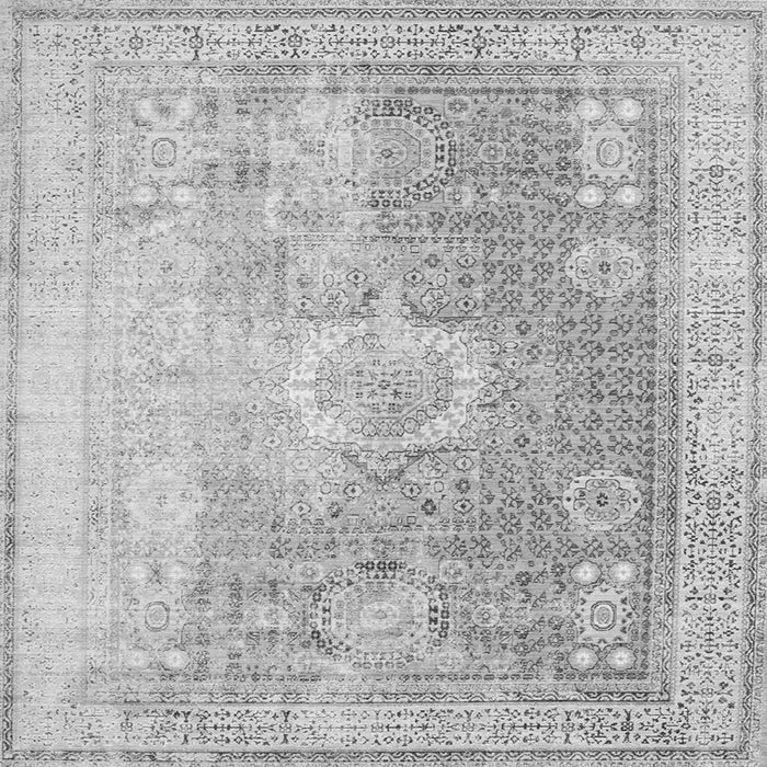 Round Machine Washable Persian Gray Traditional Rug, wshtr329gry