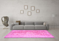 Machine Washable Persian Pink Traditional Rug, wshtr329pnk