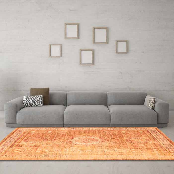 Machine Washable Persian Orange Traditional Area Rugs in a Living Room, wshtr329org
