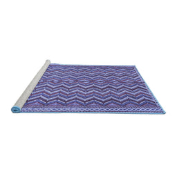 Sideview of Machine Washable Southwestern Blue Country Rug, wshtr32blu