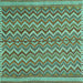 Square Machine Washable Southwestern Turquoise Country Area Rugs, wshtr32turq