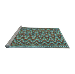 Sideview of Machine Washable Southwestern Light Blue Country Rug, wshtr32lblu