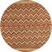 Round Machine Washable Southwestern Brown Country Rug, wshtr32brn