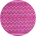 Round Machine Washable Southwestern Pink Country Rug, wshtr32pnk