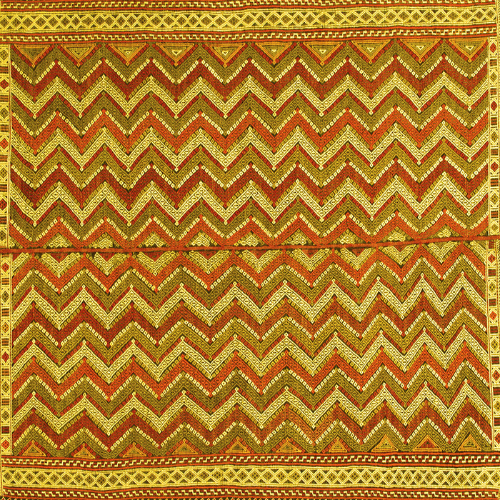 Square Machine Washable Southwestern Yellow Country Rug, wshtr32yw