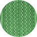 Round Machine Washable Southwestern Emerald Green Country Area Rugs, wshtr32emgrn