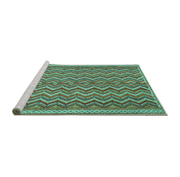 Sideview of Machine Washable Southwestern Turquoise Country Area Rugs, wshtr32turq