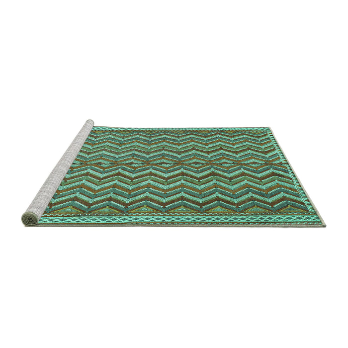 Sideview of Machine Washable Southwestern Turquoise Country Area Rugs, wshtr32turq
