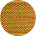 Round Machine Washable Southwestern Yellow Country Rug, wshtr32yw