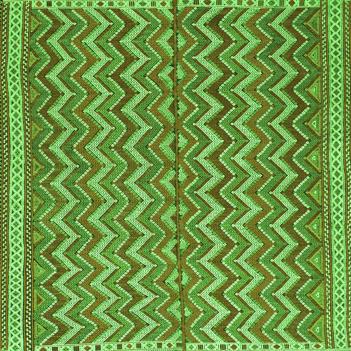 Round Machine Washable Southwestern Green Country Area Rugs, wshtr32grn