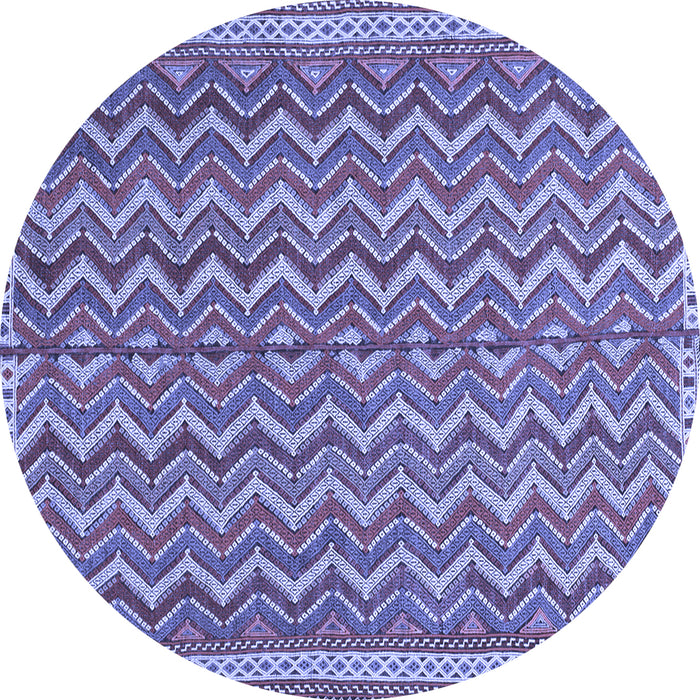 Round Machine Washable Southwestern Blue Country Rug, wshtr32blu